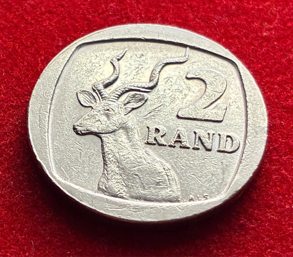 2 Rand 1995 | Südafrika | Großer Kudu | Antilope | Vernickeltes Kupfer Münze | schön
