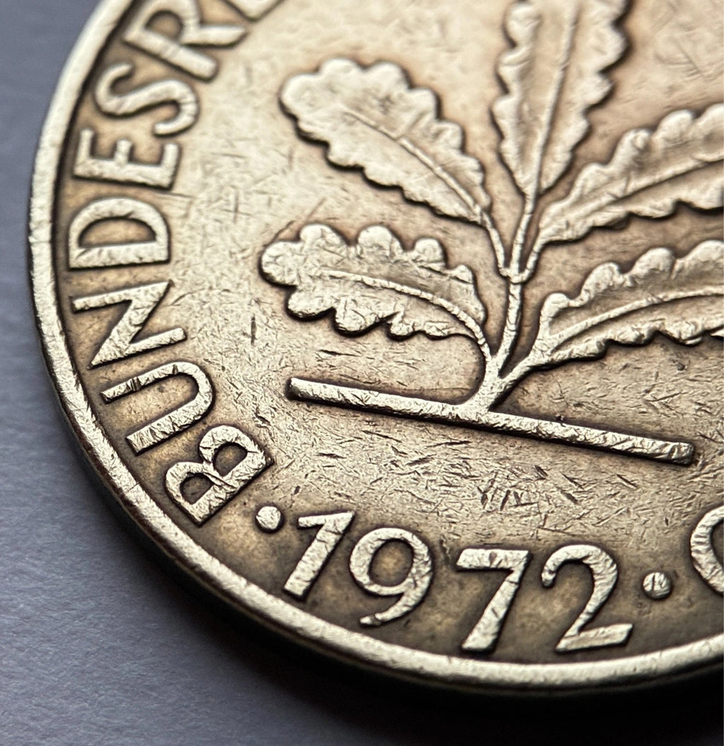 10 Pfennig 1972 J | Bundesrepublik Deutschland (BRD) | Eichenlaub & Ähren | Vermessingter Stahl Münze | schön