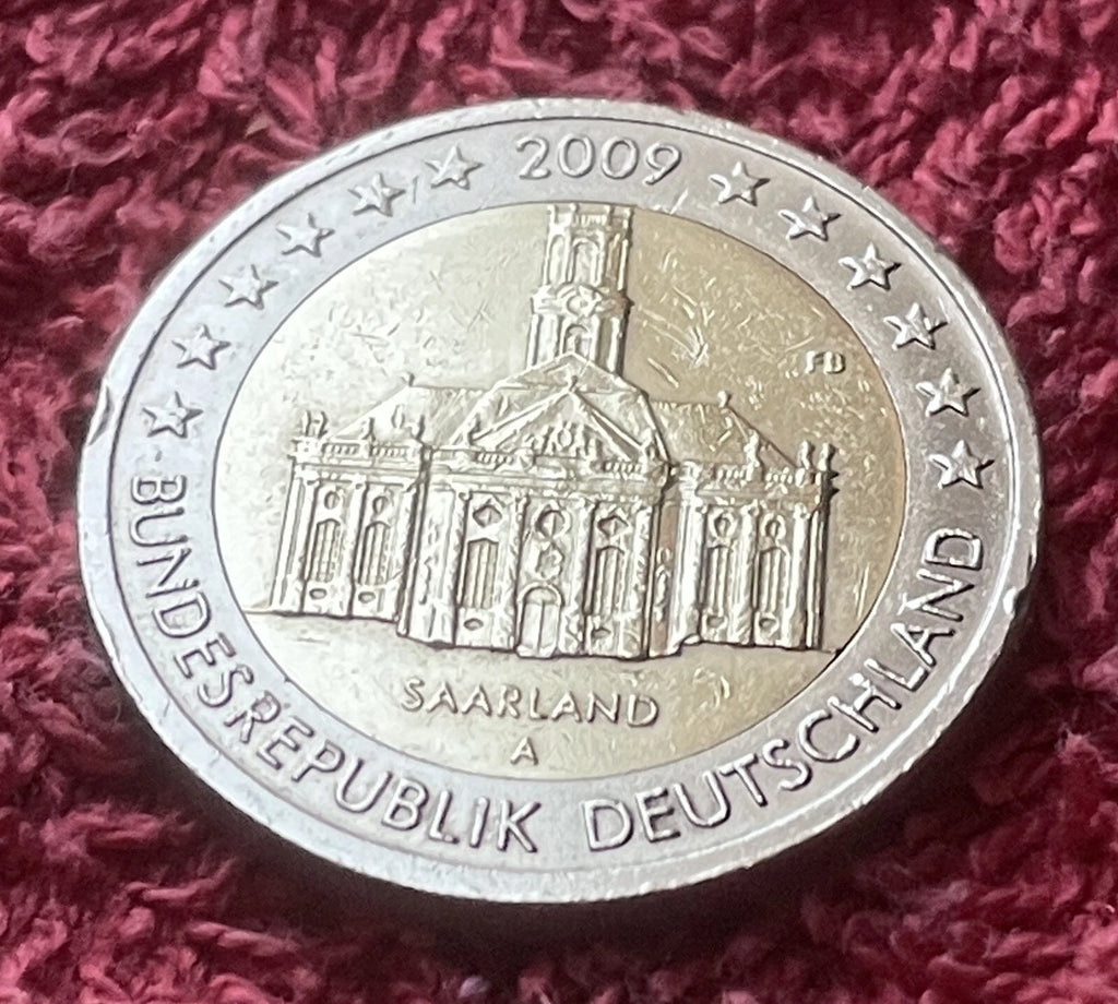 2 Euro 2009 A | Deutschland | Ludwigskirche in Saarbrücken, Saarland | Bi-Metall Gedenkmünze | schön