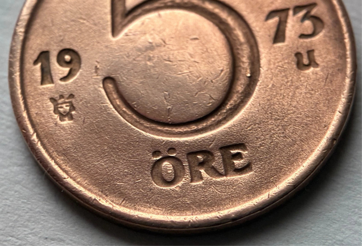 5 Öre 1973 | Schweden | Gustaf VI. Adolf | Bronze | Skandinavische Münze | schön