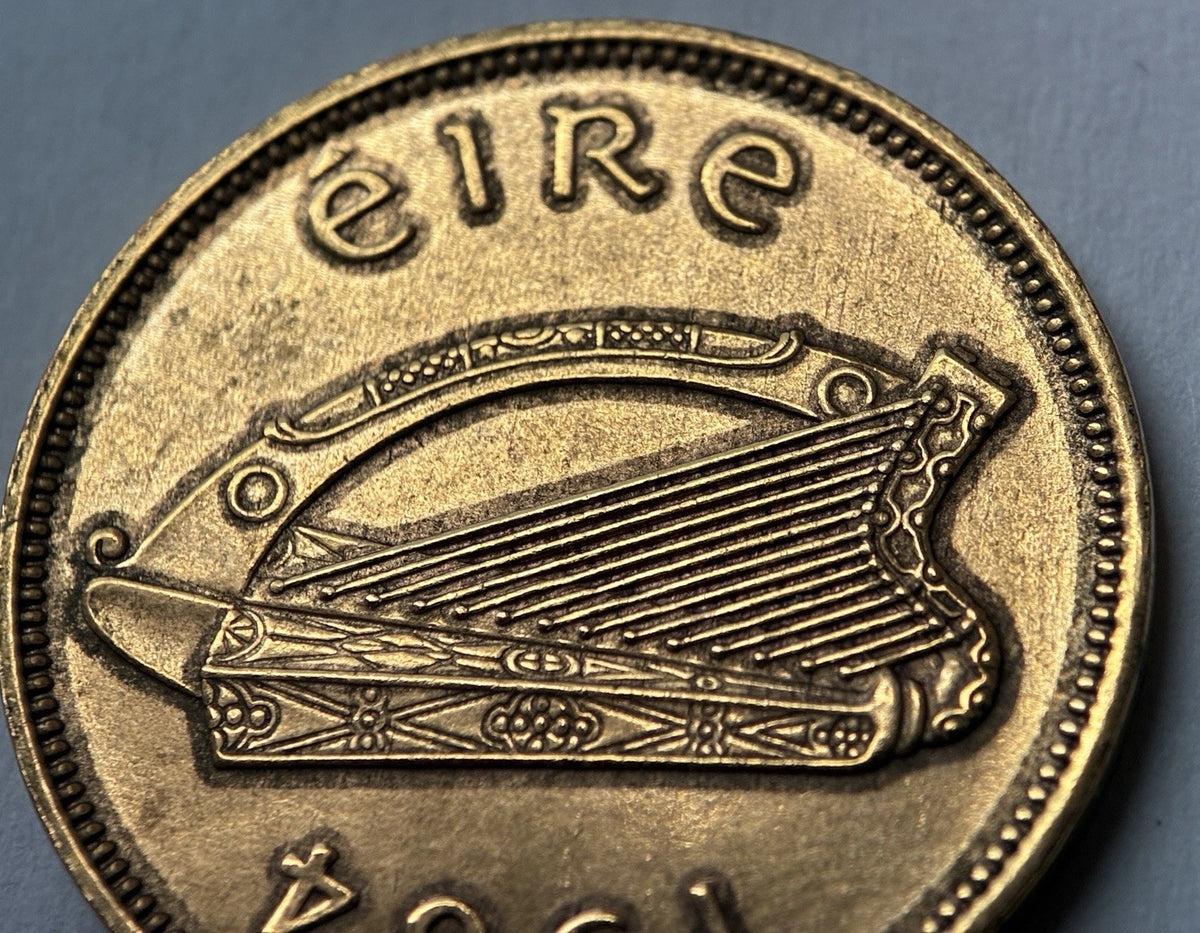 1/2 Penny 1964 | Irland | Glücksmünze der Iren | Bronze | Edel vergoldet | Mit Zertifikat | Münze