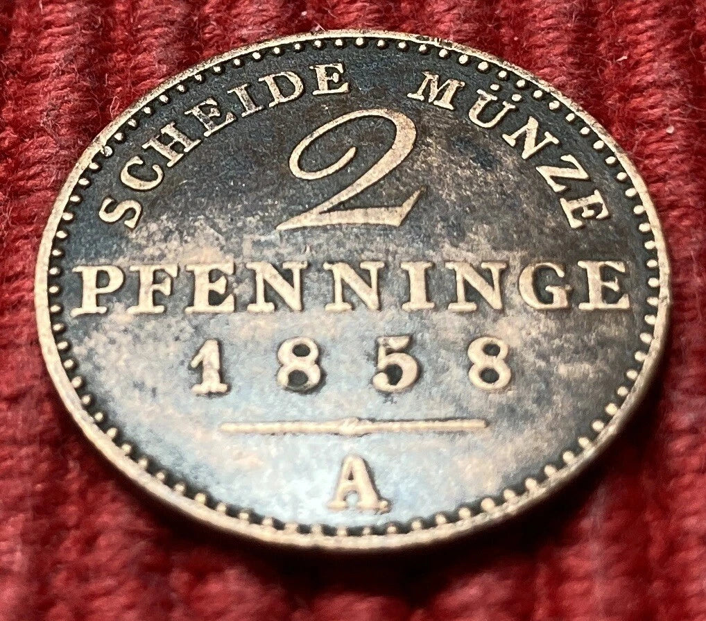 2 Pfenninge 1858 A | Preußen | Kupfer | Historische Scheidemünze
