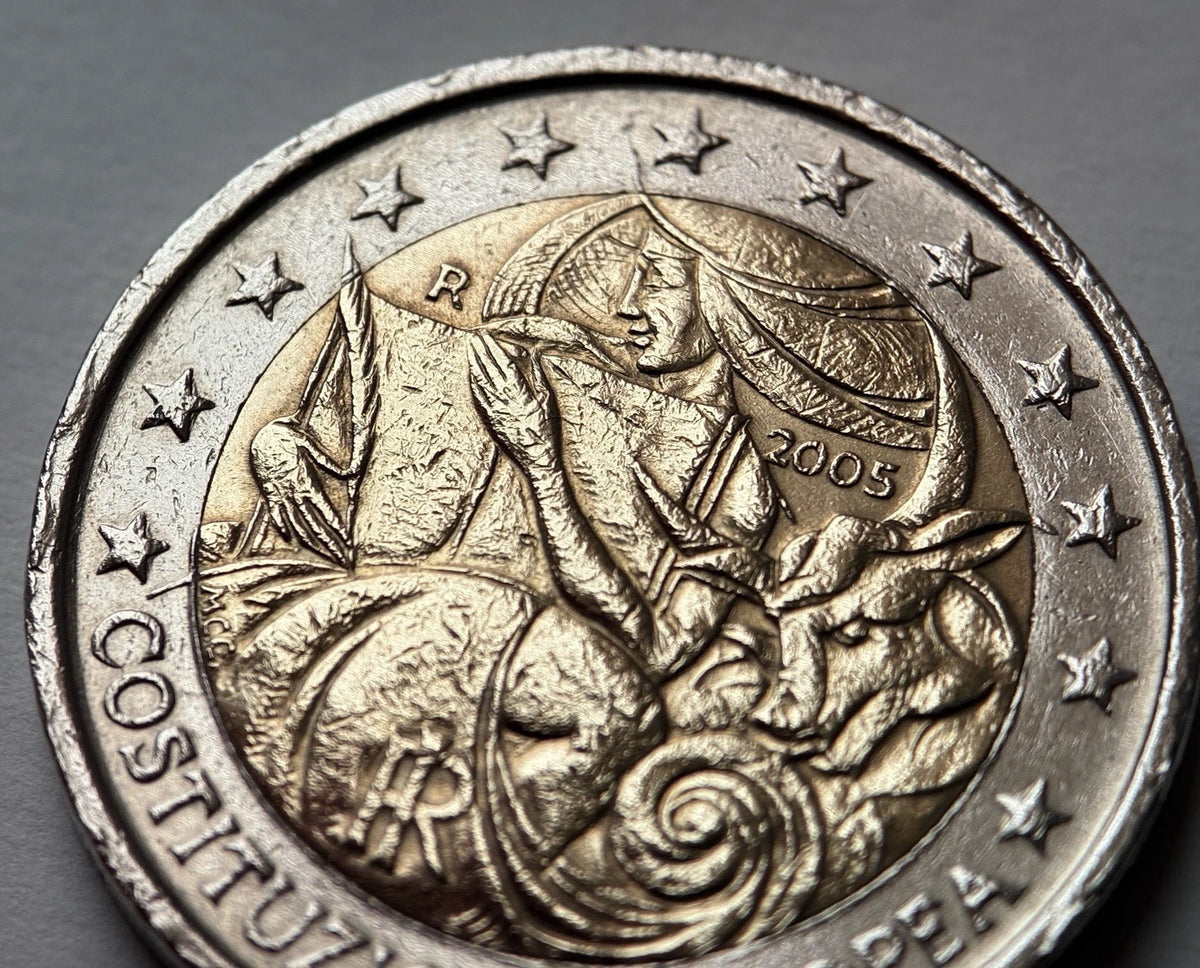 2 Euro 2005 | Italien | EU-Verfassung | Costituzione Europea | Bi-Metall Gedenkmünze | schön