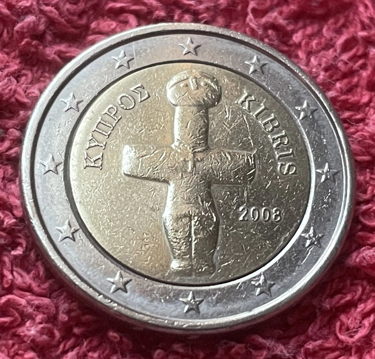 2 Euro 2008 | Zypern | Idol von Pomos | Bi-Metall Münze | schön