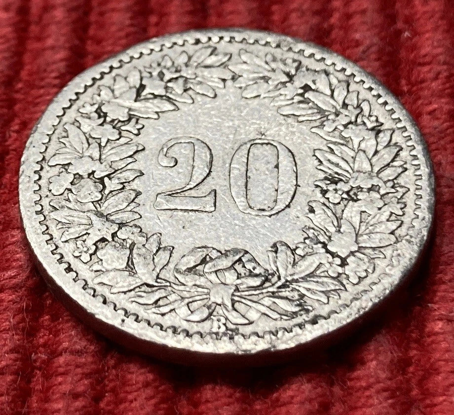 20 Rappen 1893 B | Schweiz | CONFOEDERATIO HELVETICA | Nickel | Historische Münze