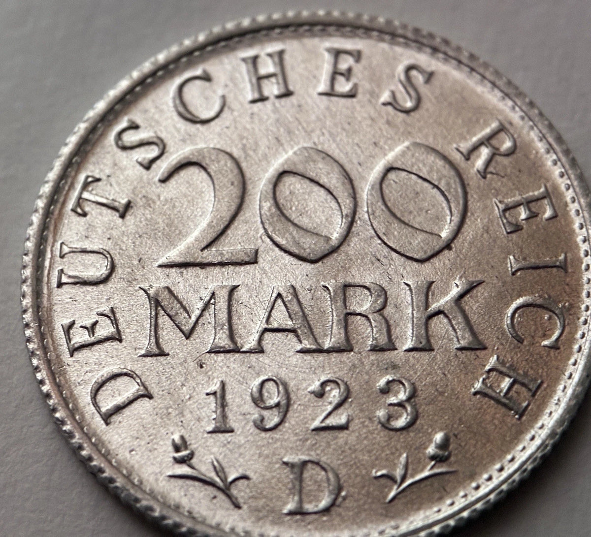 200 Mark 1923 D | Deutsches Reich | Reichsadler | mit Zertifikat | Aluminium Münze | vorzüglich