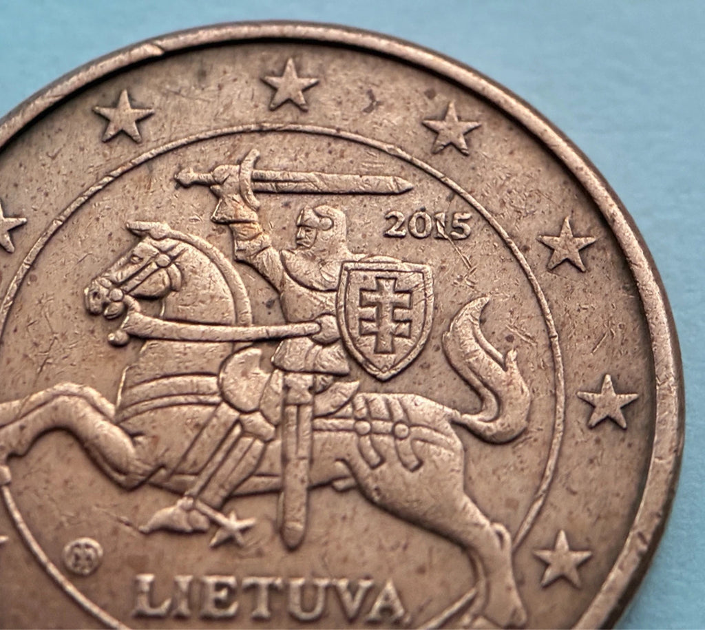 5 Cent 2015 | Litauen | Vytis Ritter | Verkupferter Stahl Münze | schön