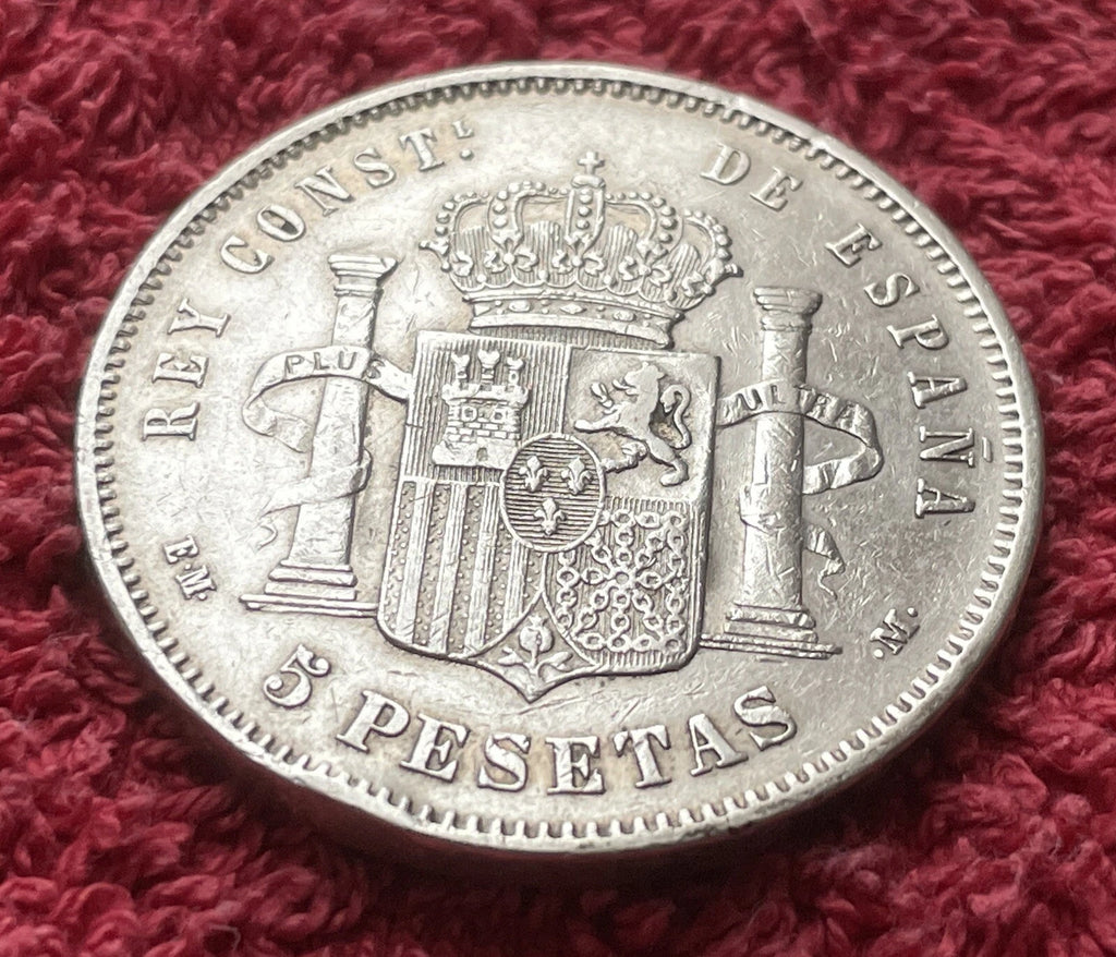 5 Peseten 1878 *78 Spanien – Alfonso XII – 900er Silber Münze