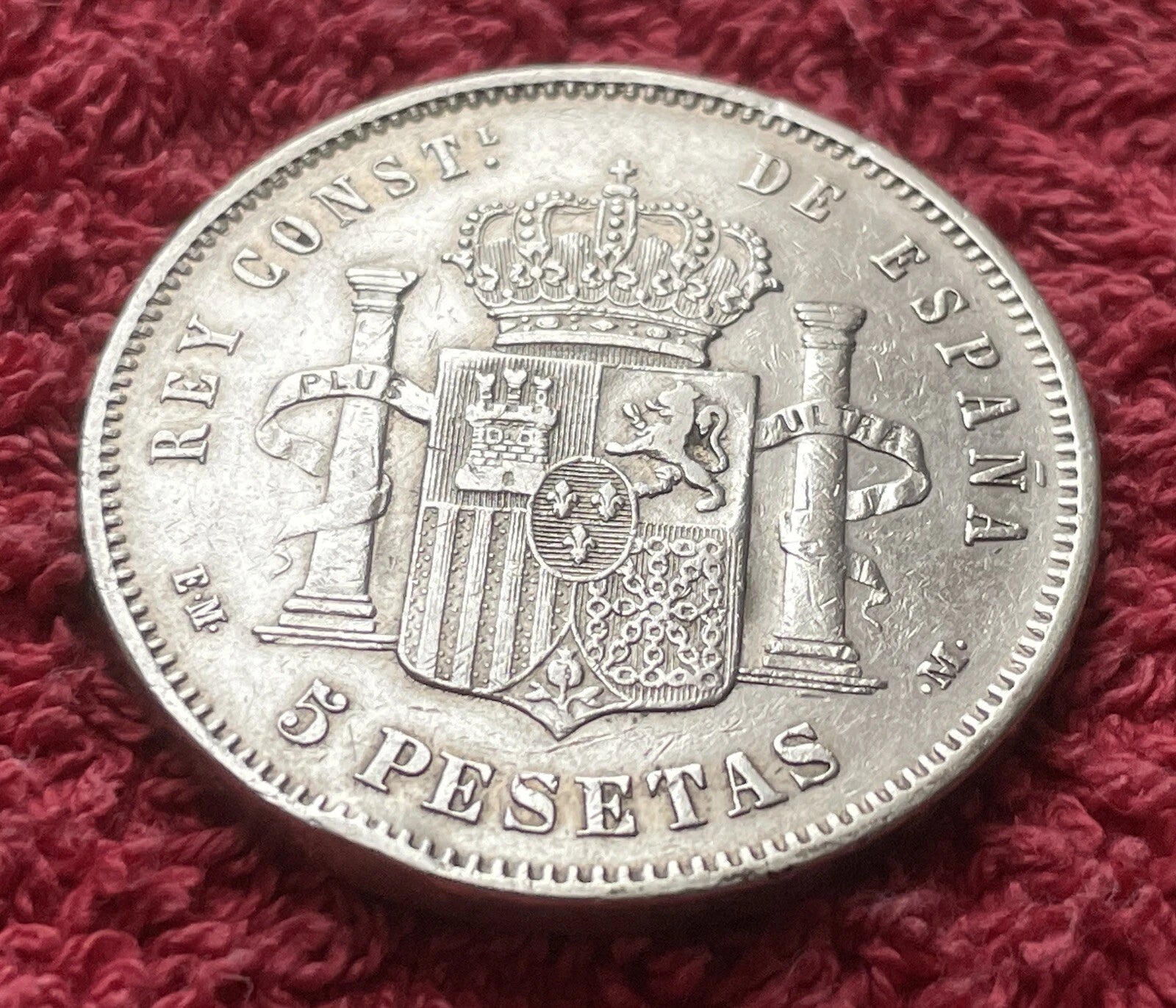 5 Peseten 1878 *78 Spanien – Alfonso XII – 900er Silber Münze