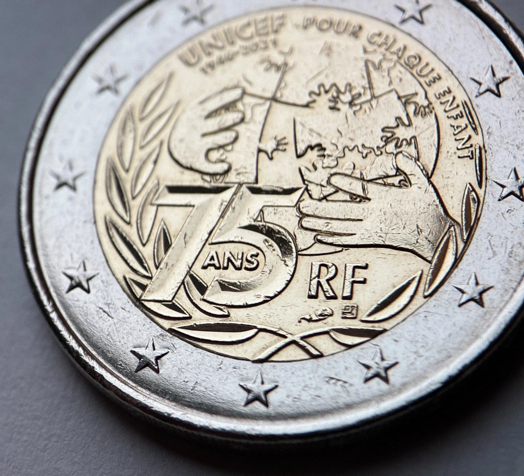 2 Euro 2021 | Frankreich | 75. Jahrestag der Gründung von UNICEF | Bi-Metall Münze