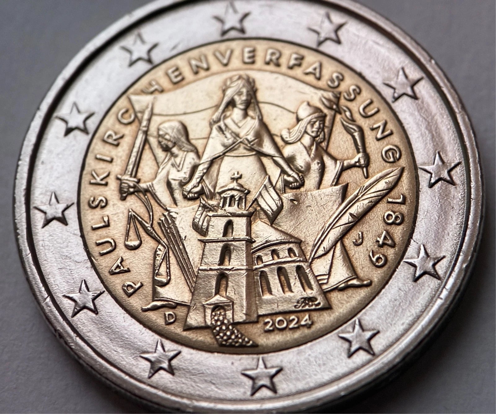 2 Euro 2024 J | Deutschland | 175 Jahre Paulskirchenverfassung | Bi-Metall Münze