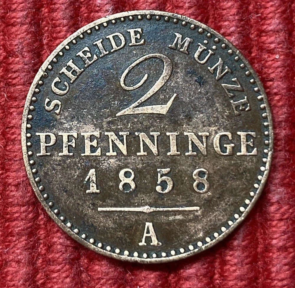 2 Pfenninge 1858 A | Preußen | Kupfer | Historische Scheidemünze