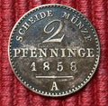2 Pfenninge 1858 A | Preußen | Kupfer | Historische Scheidemünze