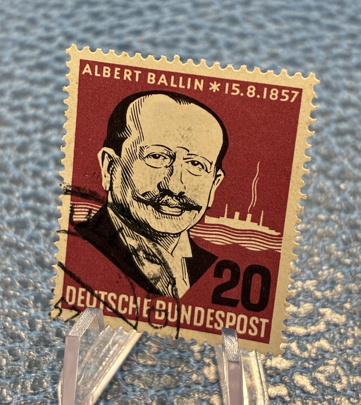 Deutsche Bundespost 1957 | 20 Pfennig | Albert Ballin & HAPAG-Dampfer | gestempelt | Briefmarke