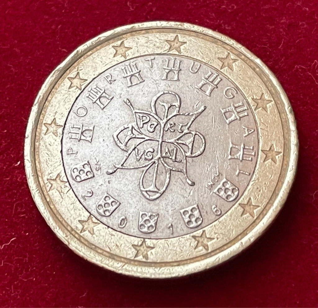 1 Euro 2016 | Portugal | sieben Burgen & fünf Wappen | Bi-Metall Münze