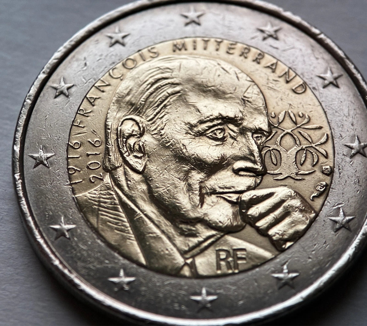 2 Euro 2016 | Frankreich | 100. Geburtstag von François Mitterrand | Bi-Metall Gedenkmünze | schön