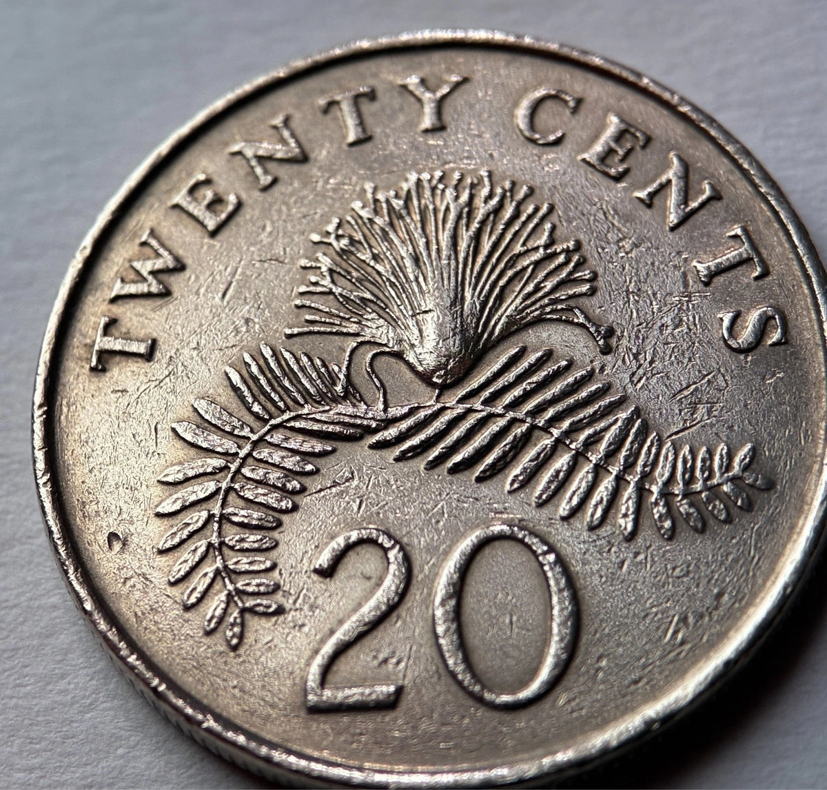 20 Cents 1987 | Singapur | Calliandra surinamensis | Kupfer-Nickel Münze | schön