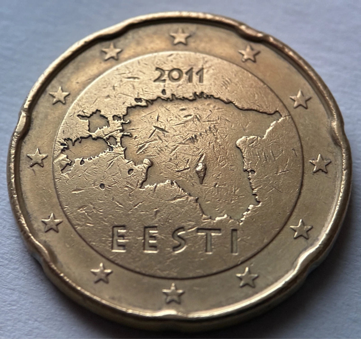 20 Cent 2011 | Estland | Landkarte EESTI | Nordisches Gold Münze | schön