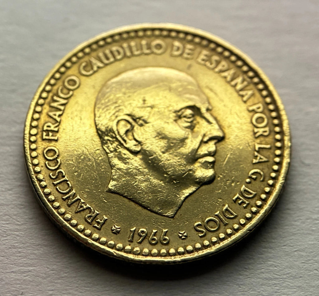 Una Peseta 1966*75 | Spanien | General Francisco Franco | Aluminiumbronze | Historische Münze | schön