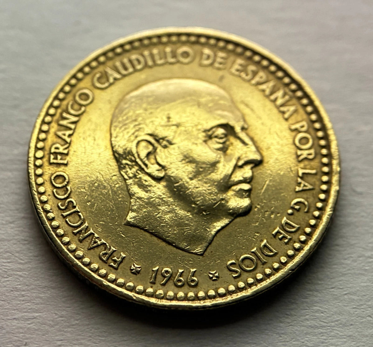 Una Peseta 1966*75 | Spanien | General Francisco Franco | Aluminiumbronze | Historische Münze | schön