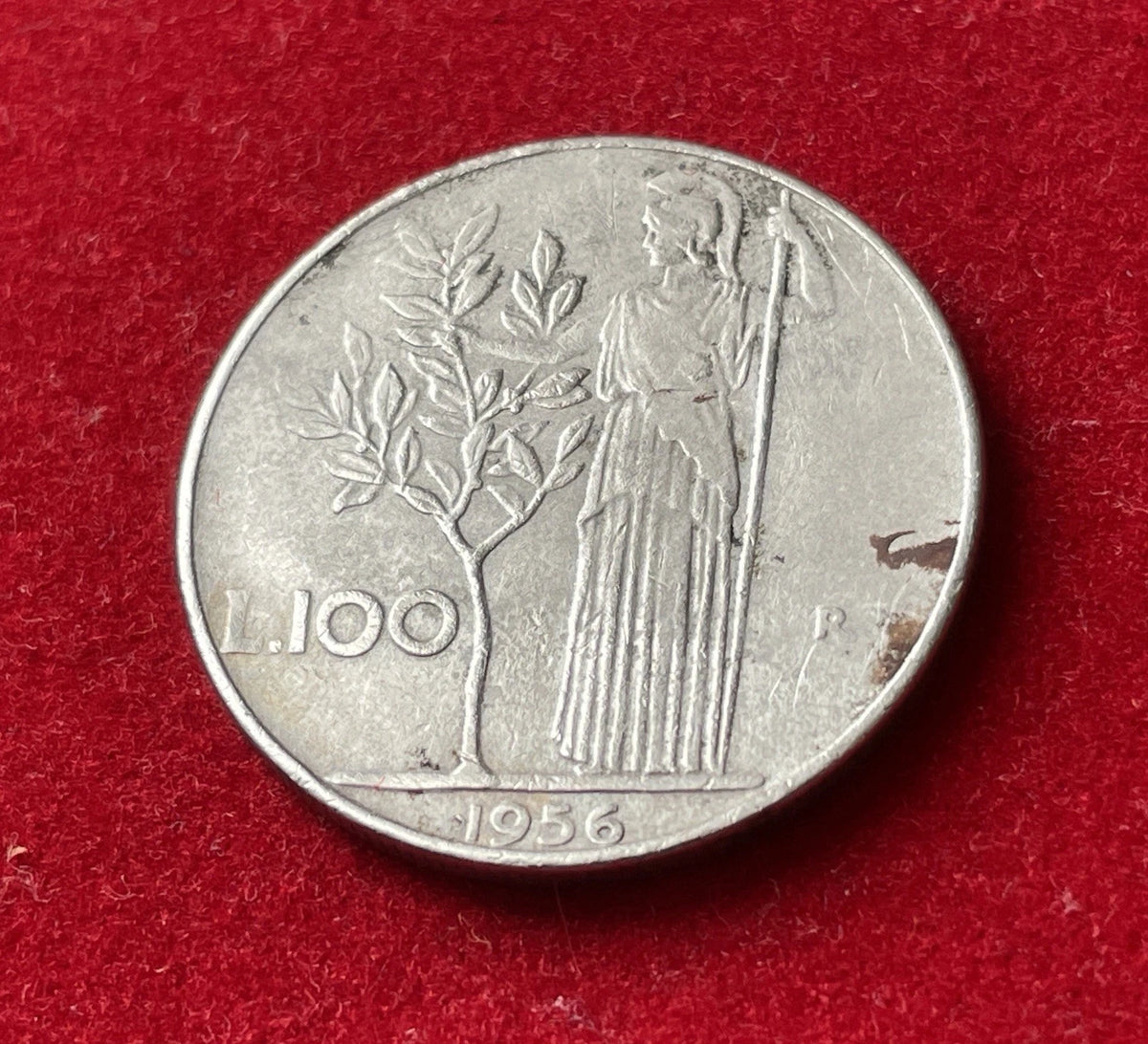 100 Lire 1956 | Italien | Minerva & Olivenbaum | Edelstahl Münze