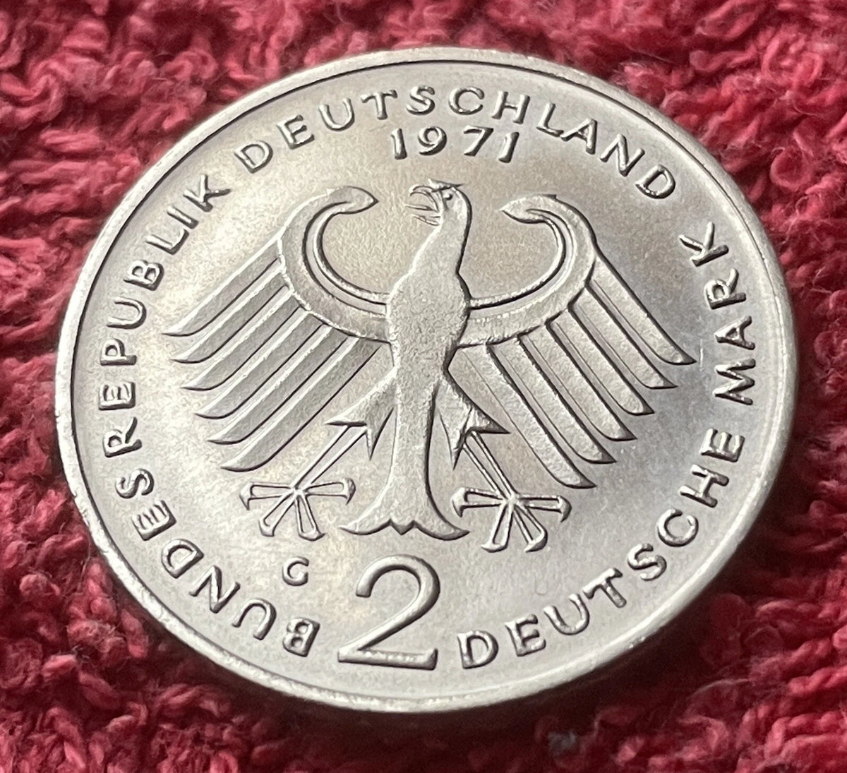2 Deutsche Mark 1971 G | Bundesrepublik Deutschland | Konrad Adenauer | Kupfer-Nickel Gedenkmünze | vorzüglich