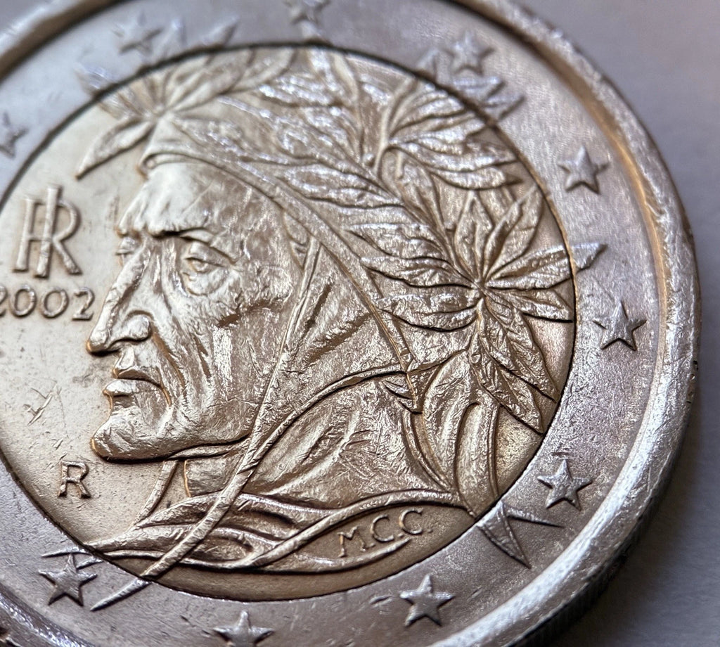 2 Euro 2002 | Italien | Dante Alighieri | Bi-Metall Münze | schön