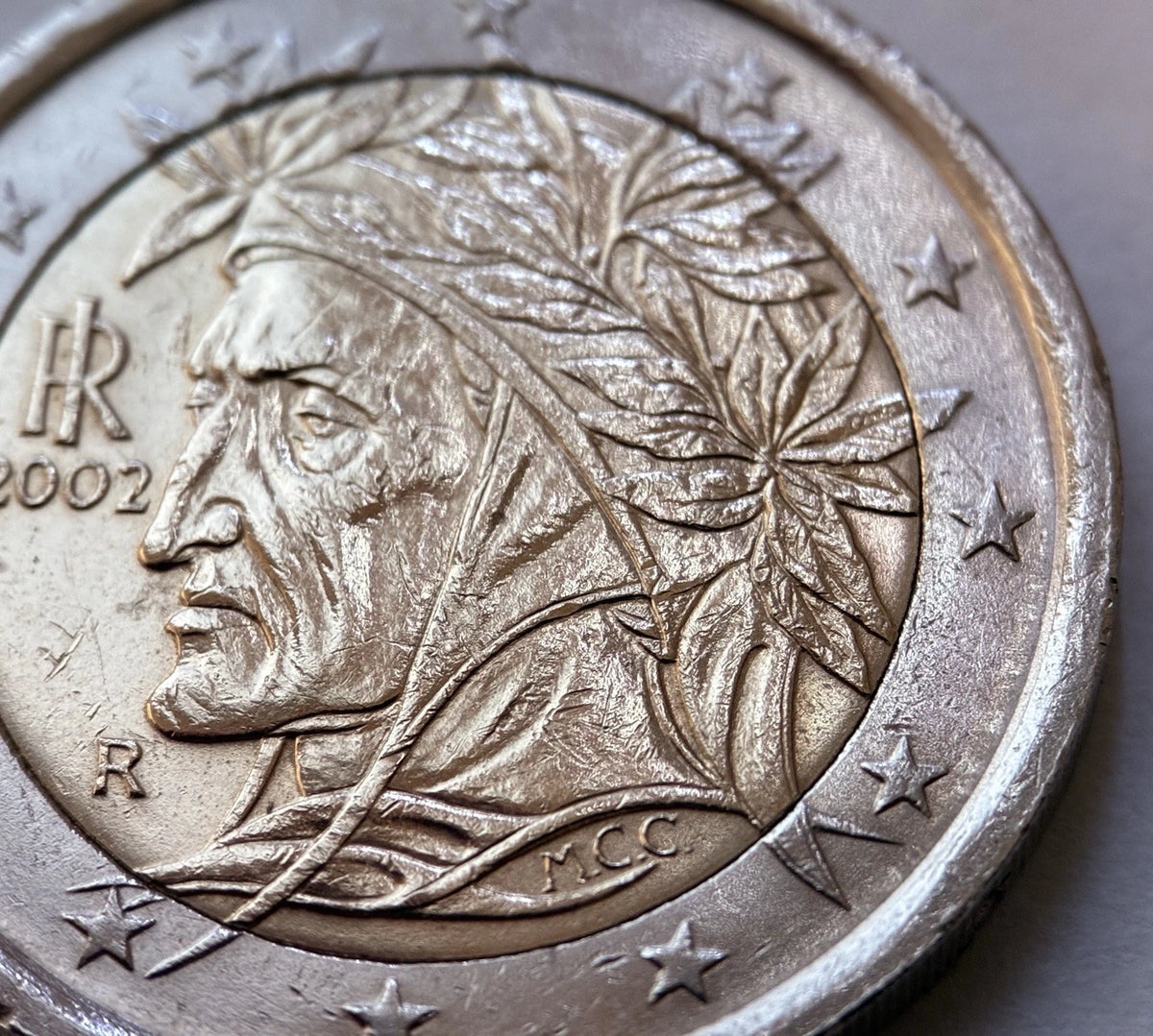 2 Euro 2002 | Italien | Dante Alighieri | Bi-Metall Münze | schön