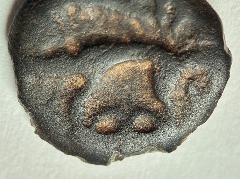 Kelten Gallien Leuci Potin - Obol 150-50 vor Chr. – Antike Bronzemünze / Sehr gut erhalten