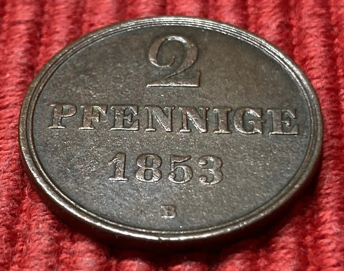 2 Pfennige 1853 B | Braunschweig-Calenberg-Hannover | Georg V. | Kupfer-Münze