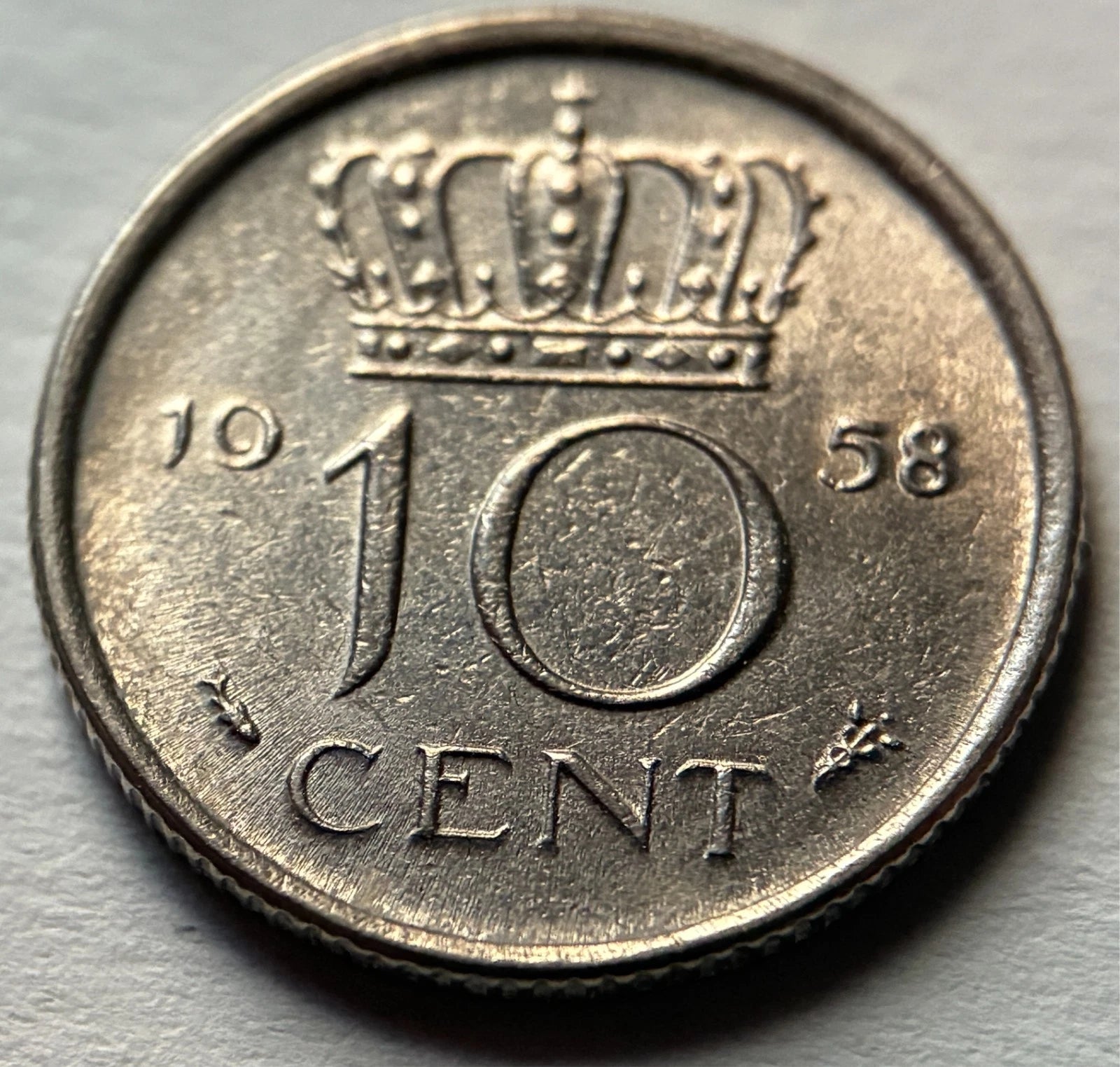 10 Cent 1958 | Niederlande | Königin Juliana | Nickel Münze
