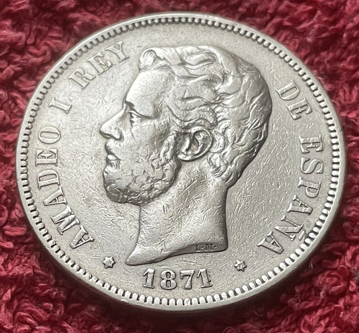 5 Pesetas 1871*71 | Spanien | König Amadeus I. | 900er Silber | Historische Münze | sehr schön