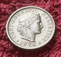 20 Rappen 1970 | Schweiz | Libertas & Eichenkranz | Kupfer-Nickel Münze | schön