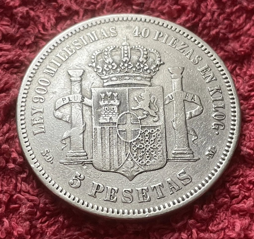 5 Pesetas 1871*71 | Spanien | König Amadeus I. | 900er Silber | Historische Münze | sehr schön
