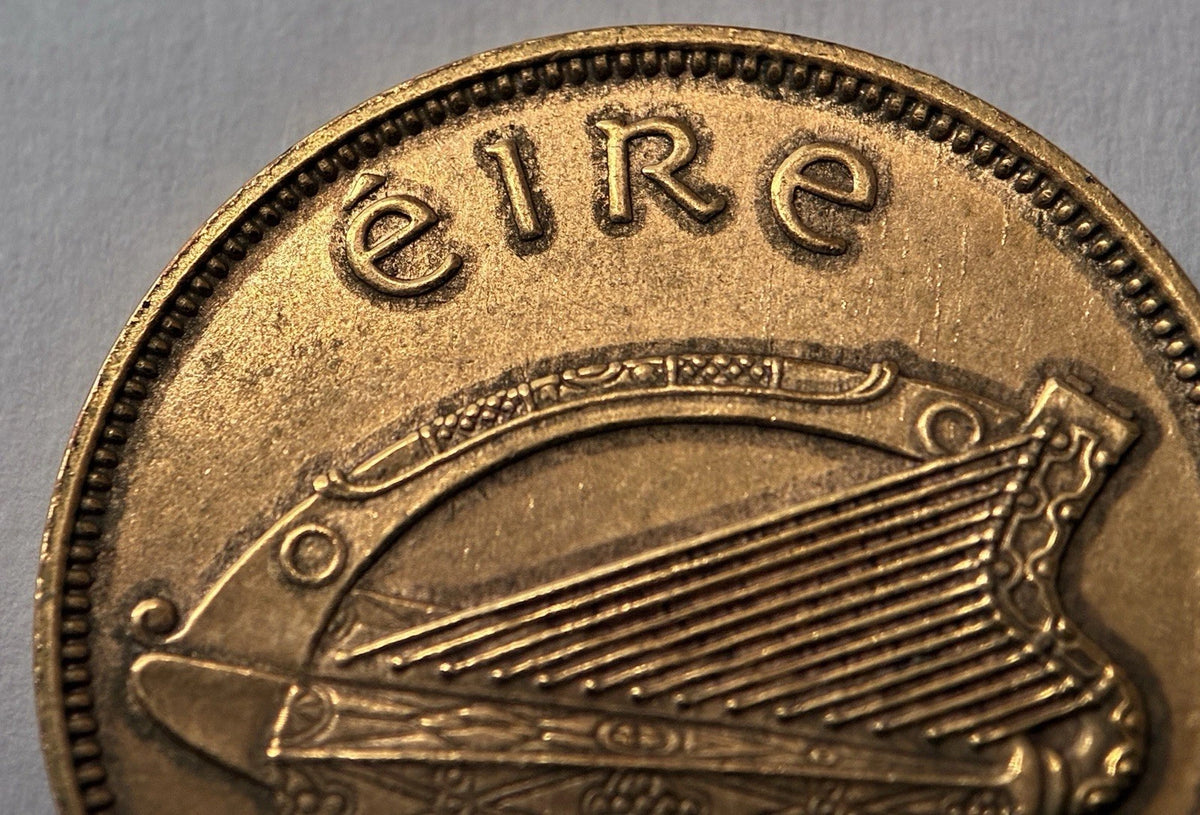 1/2 Penny 1964 | Irland | Glücksmünze der Iren | Bronze | Edel vergoldet | Mit Zertifikat | Münze