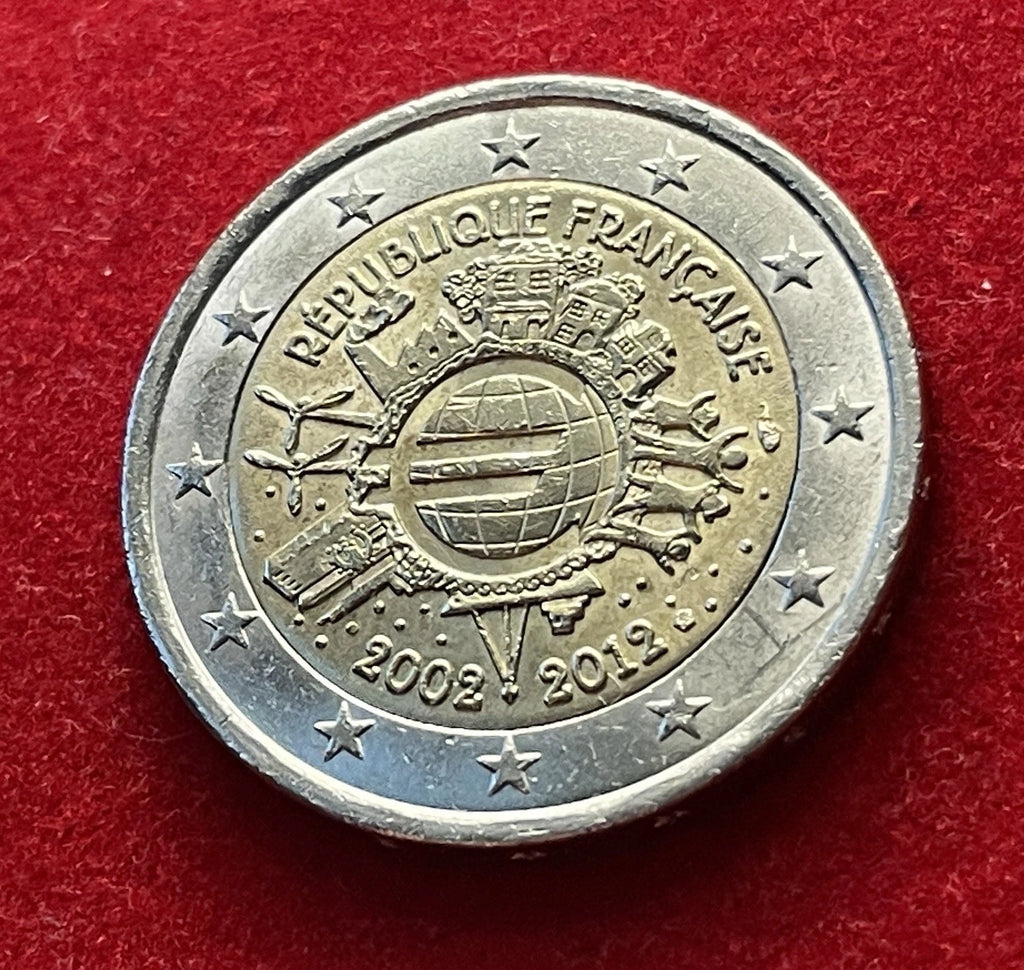 2 Euro 2012 | Frankreich | 10 Jahre Einführung des Euro | Bi-Metall Gedenkmünze | schön