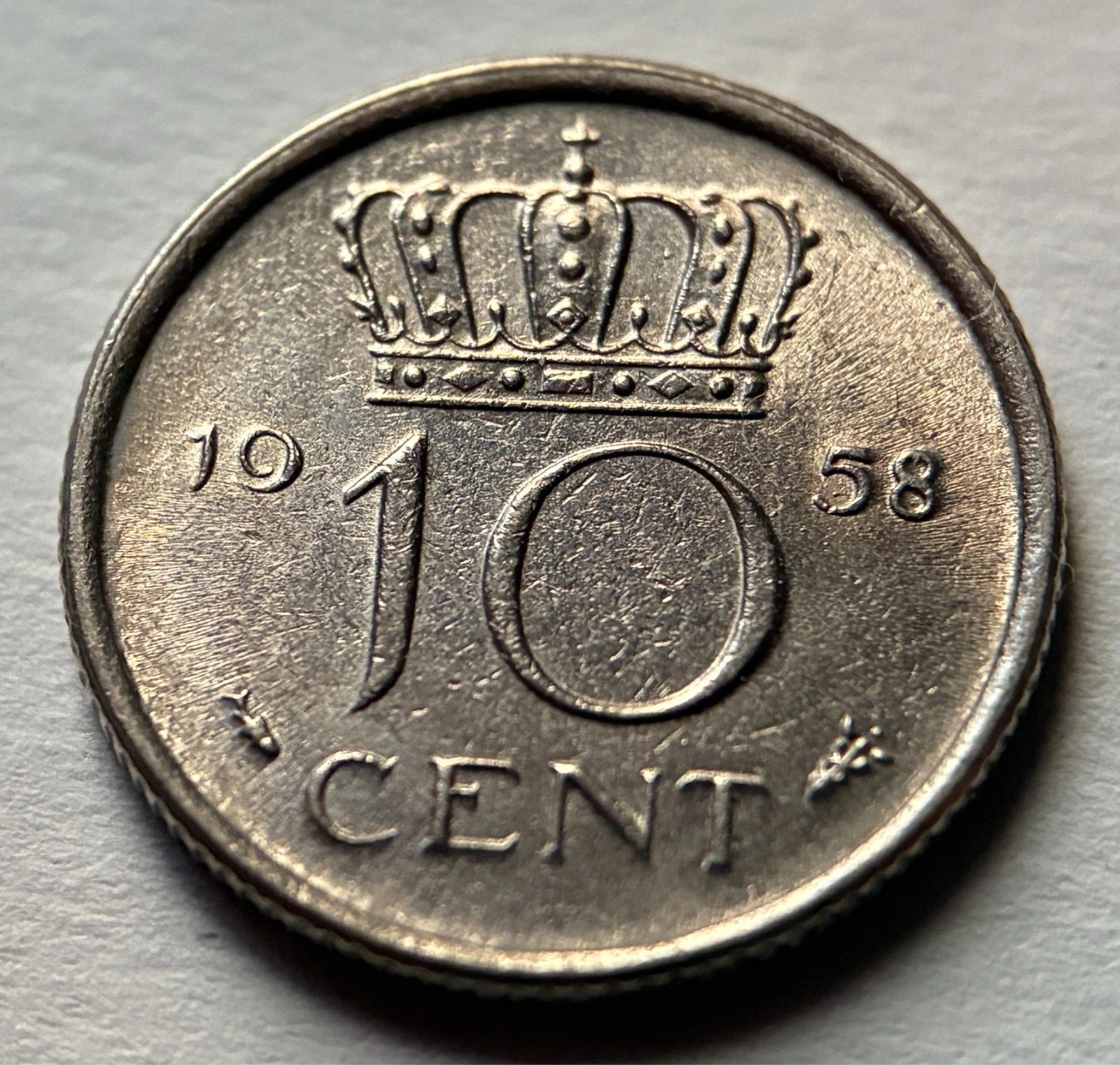 10 Cent 1958 | Niederlande | Königin Juliana | Nickel Münze