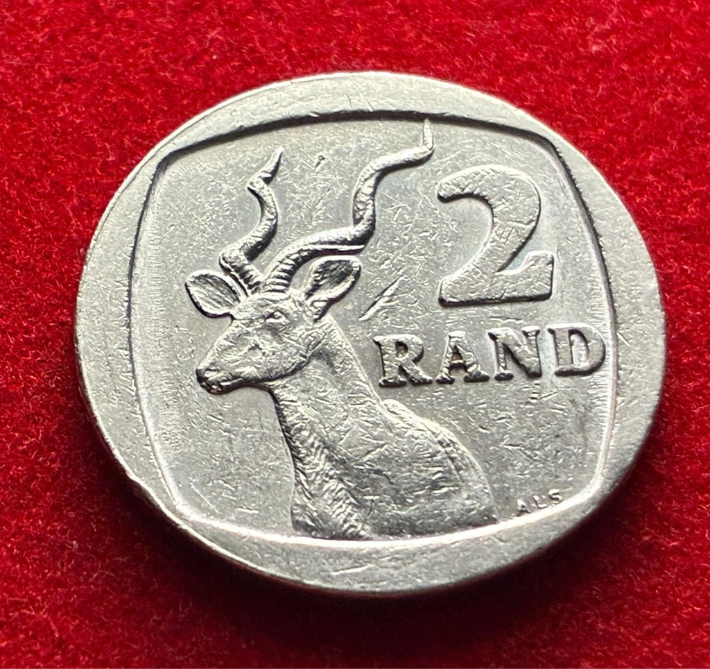 2 Rand 1995 | Südafrika | Großer Kudu | Antilope | Vernickeltes Kupfer Münze | schön