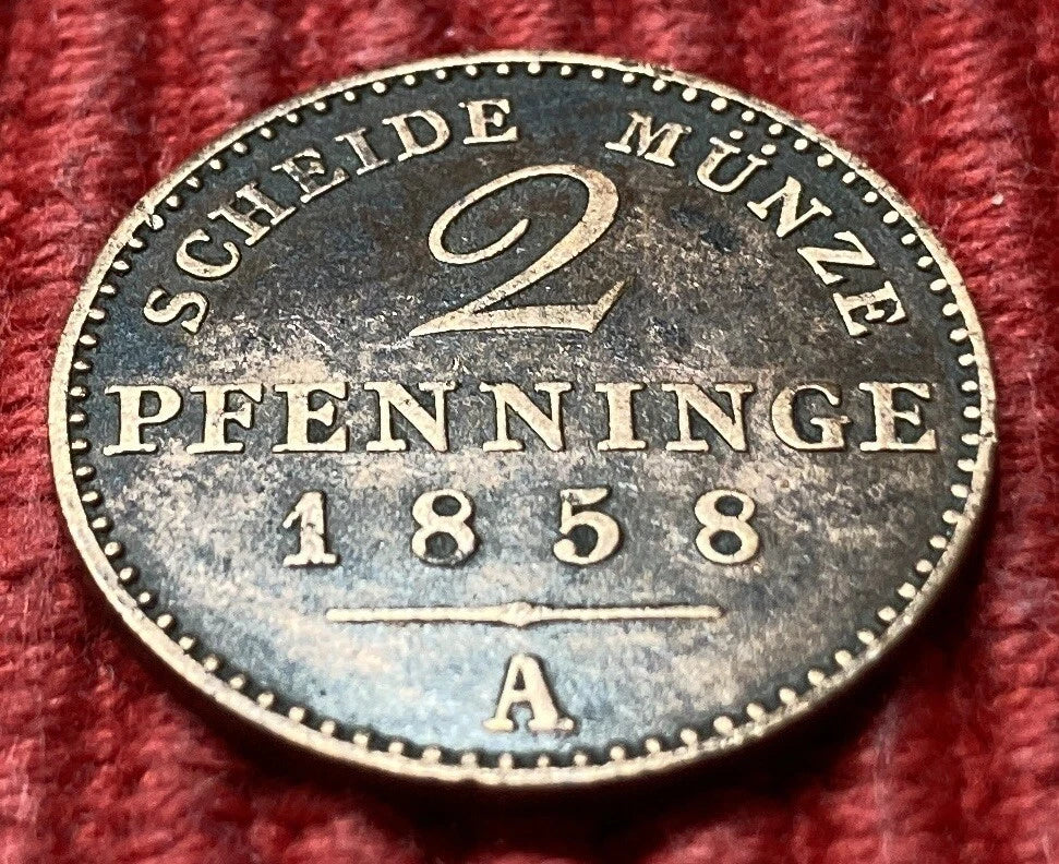 2 Pfenninge 1858 A | Preußen | Kupfer | Historische Scheidemünze