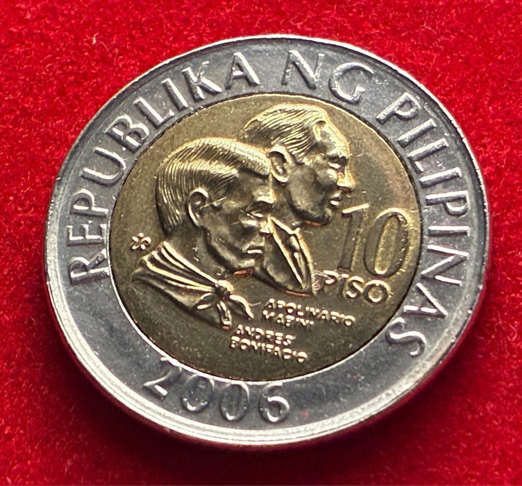 10 Piso 2006 | Philippinen | Andrés Bonifacio & Apolinario Mabini | Bi-Metall Münze