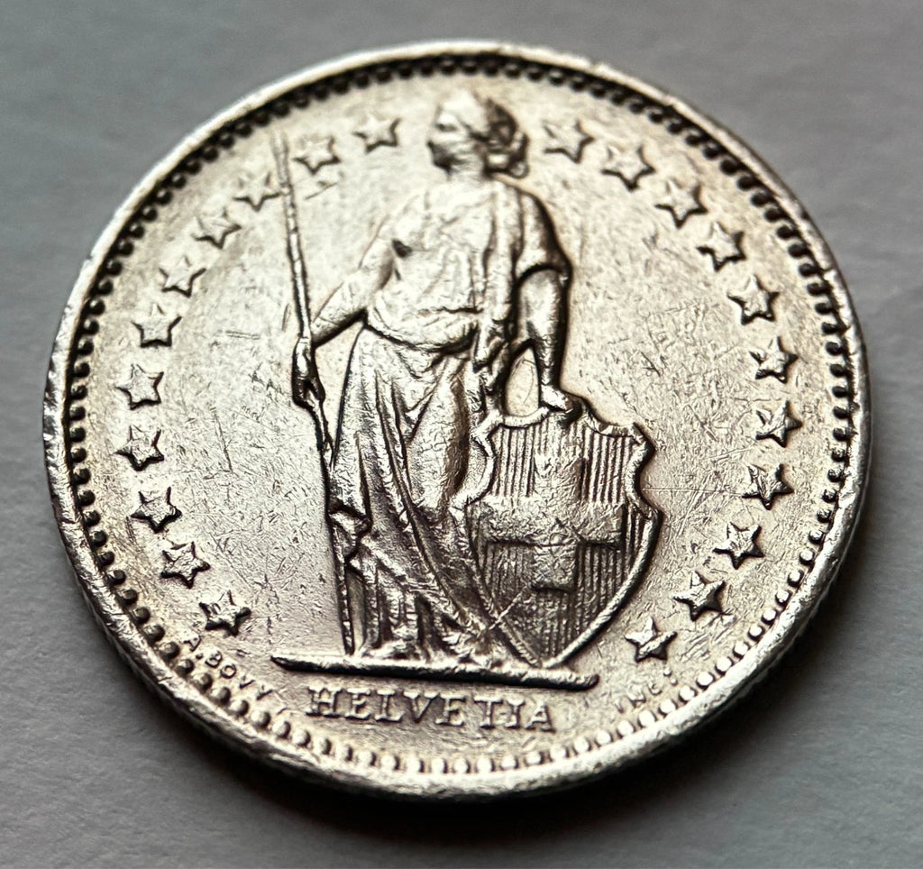 1/2 Franken 1979 | Schweiz | Helvetia mit Speer & Schild | Kupfer-Nickel-Münze
