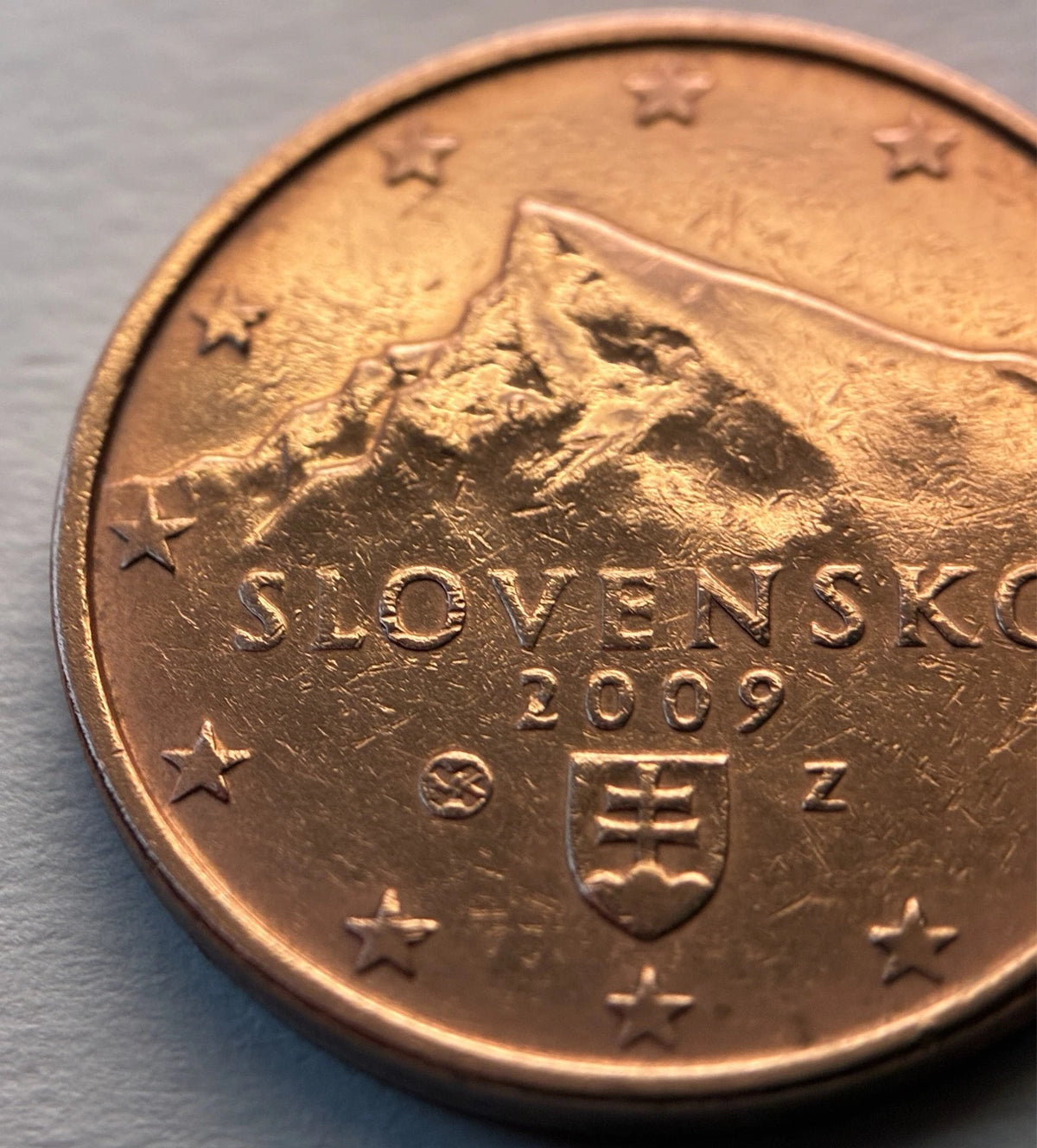 5 Cent 2009 | Slowakei | Berg Kriváň | Verkupferter Stahl Münze | schön