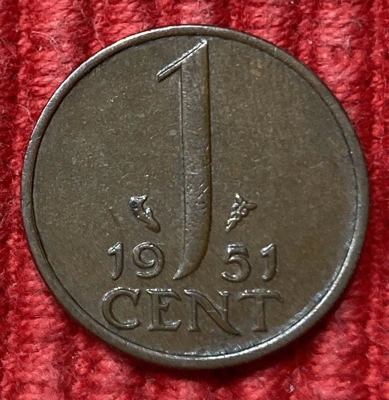 1 Cent 1951 | Niederlande | Juliana Koningin der Nederlanden | Münze aus Bronze | Sehr guter Zustand