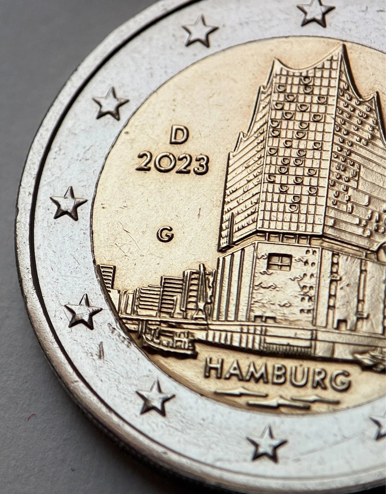 2 Euro 2023 G | Deutschland | Hamburg | Elbphilharmonie | Bundesländerserie | Bi-Metall Münze