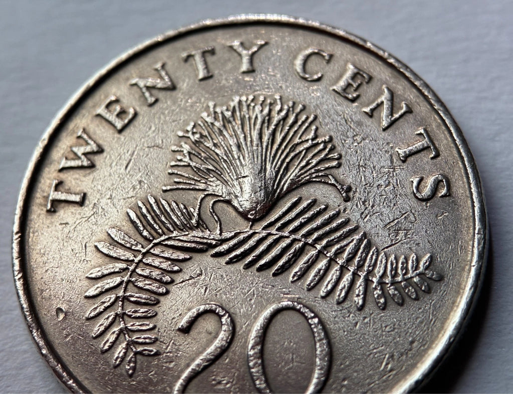 20 Cents 1987 | Singapur | Calliandra surinamensis | Kupfer-Nickel Münze | schön