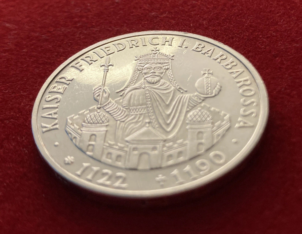10 Deutsche Mark 1990 F | Bundesrepublik Deutschland | Kaiser Friedrich I. Barbarossa | 625er Silbermünze | vorzüglich