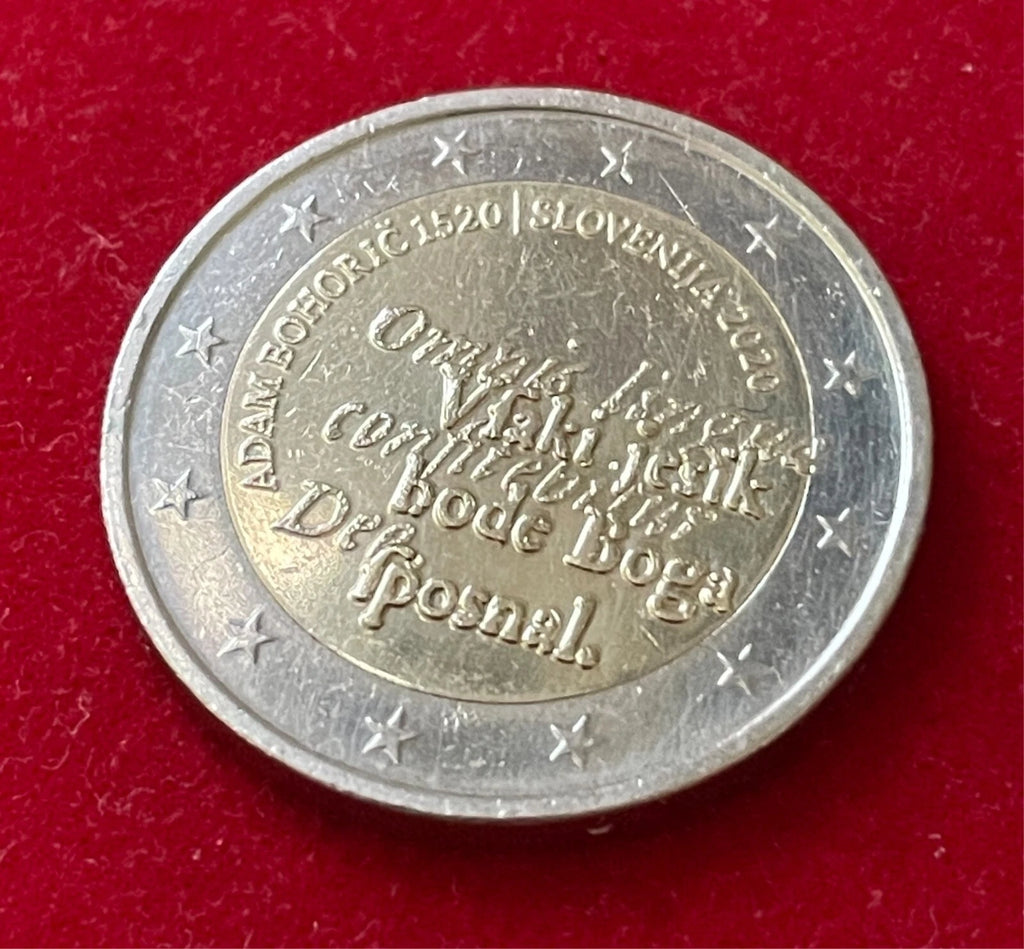 2 Euro 2020 | Slowenien | 500. Geburtstag Adam Bohorič | Bi-Metall Münze | schön
