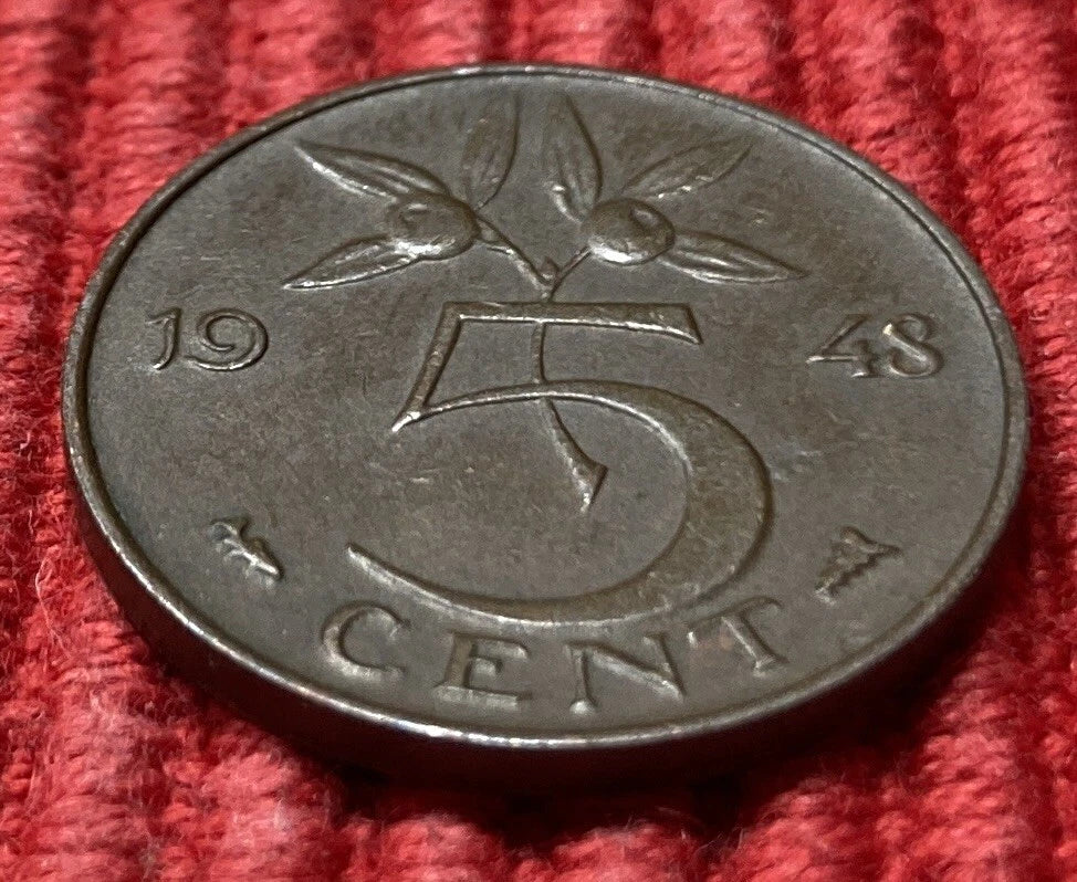 5 Cent 1948 | Niederlande | Königin Wilhelmina | Bronze Münze | sehr schön