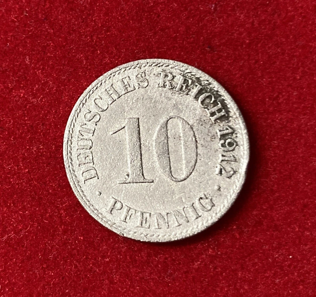10 Pfennig 1912 A | Deutsches Reich | gekrönter deutscher Reichsadler | Kupfer-Nickel Münze