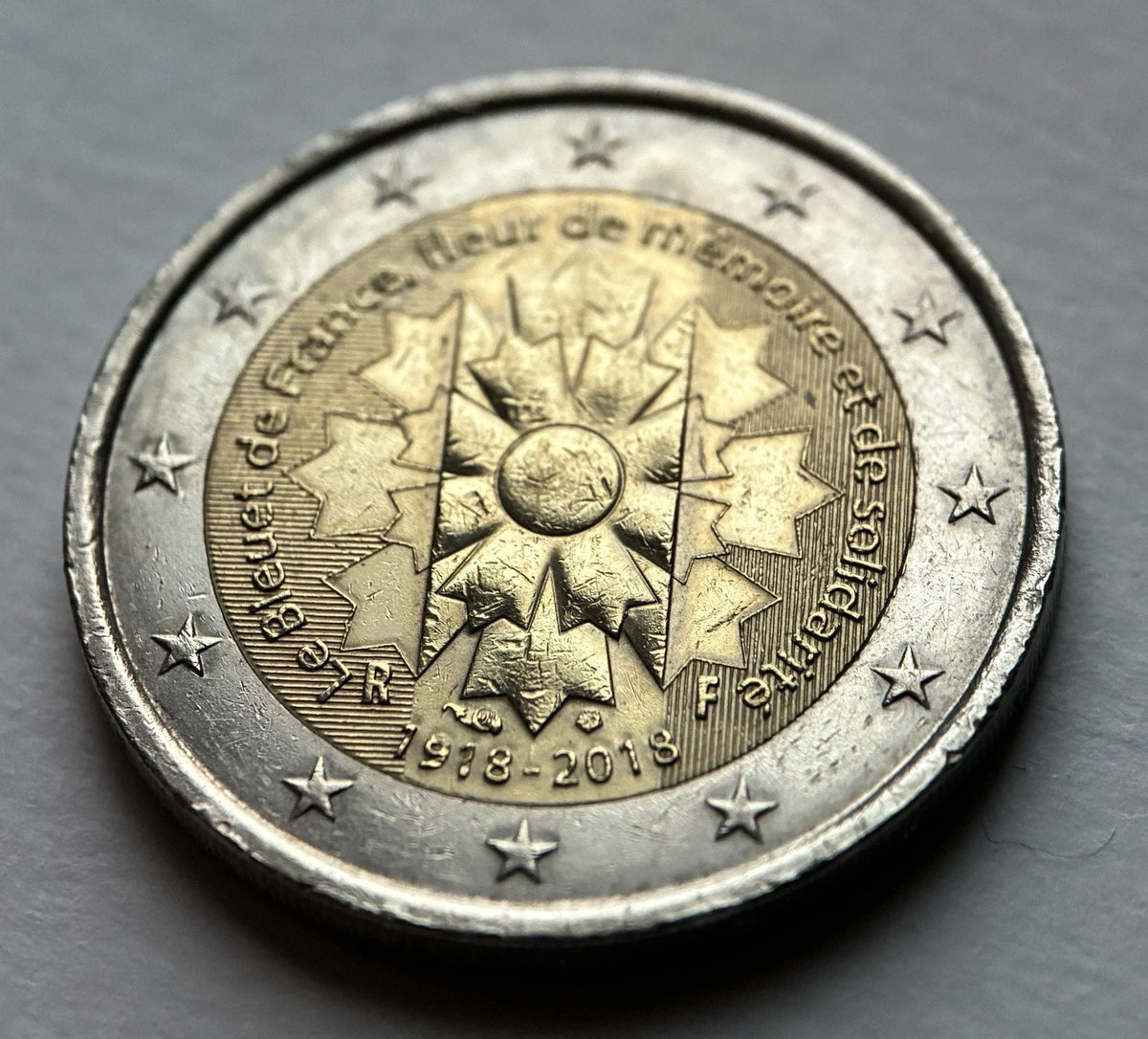 2 Euros France 2018 Le Bleuet de France 100 ans fin 1ère Guerre Mondiale